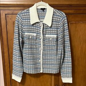 Talbots Women’s Textured cardigan  sweater  with Cream Trim